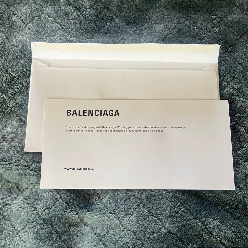 Balenciaga White Envelope with‎ thank you  card